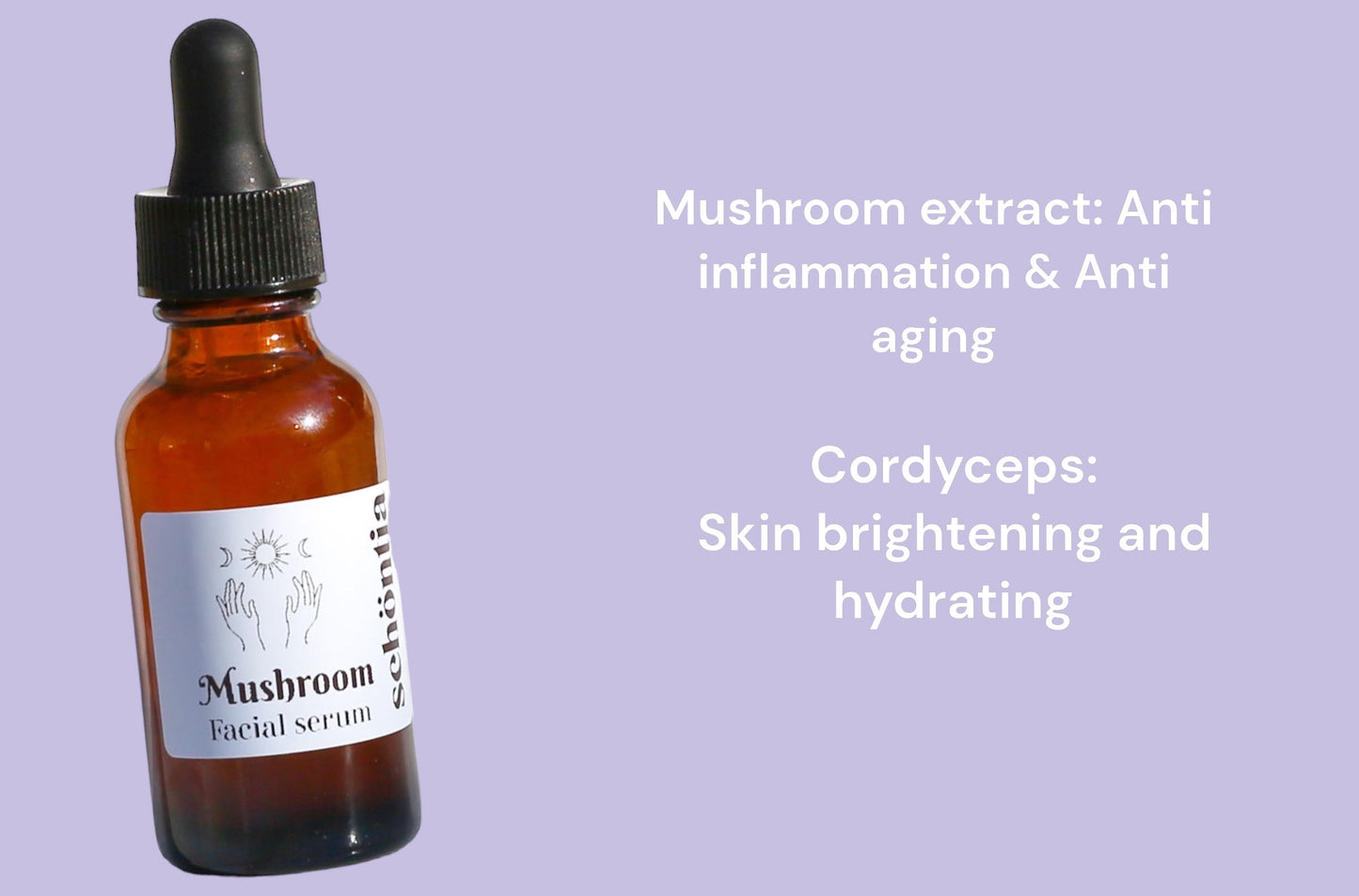 Mushroom extract Elixir Serum - Anti Aging, Brightening, Vegan, Handmade and organic Eco friendly Natural skincare